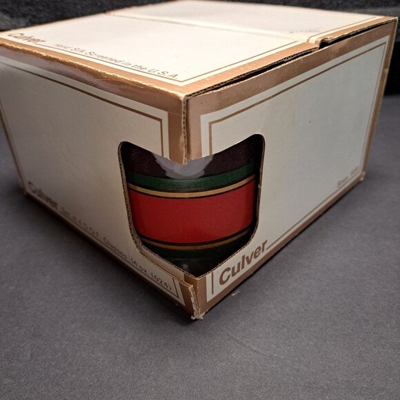 VTG Culver Glasses Red Green Gold Christmas 4" Tall Old Fashioned NIB Barware - Picture 5 of 8